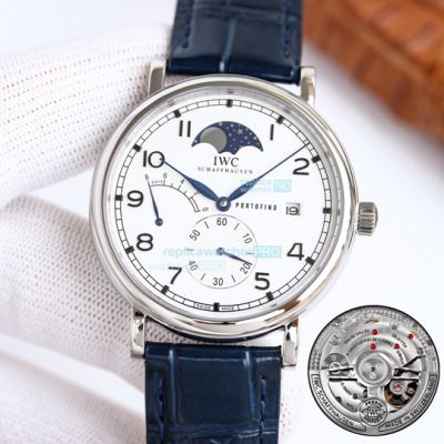 Swiss Replica IWC Portofino Moonphase SS White Dial Silver Case Watch